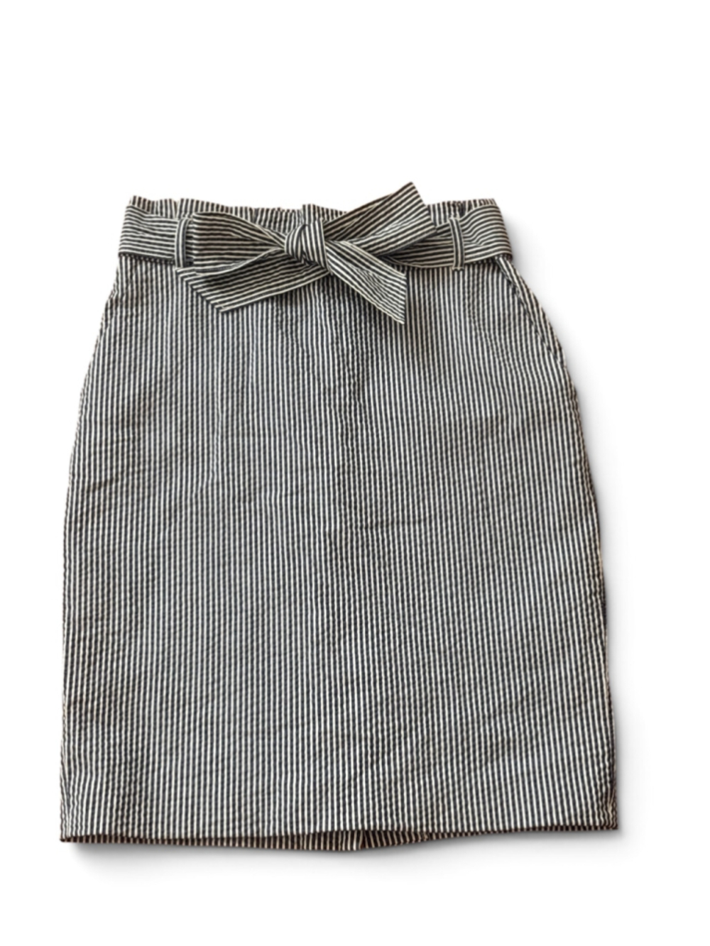 Ann Taylor Pencil Skirt Size 4 Black White Striped Tie Waist